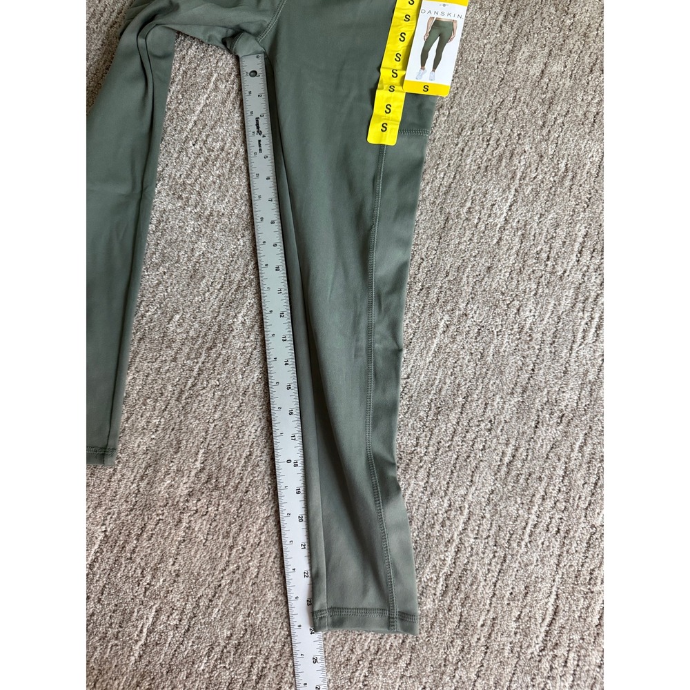 Danskin Womens 7/8 Brushed Leggings Sage Green High Waist Pockets 1536061 Size S